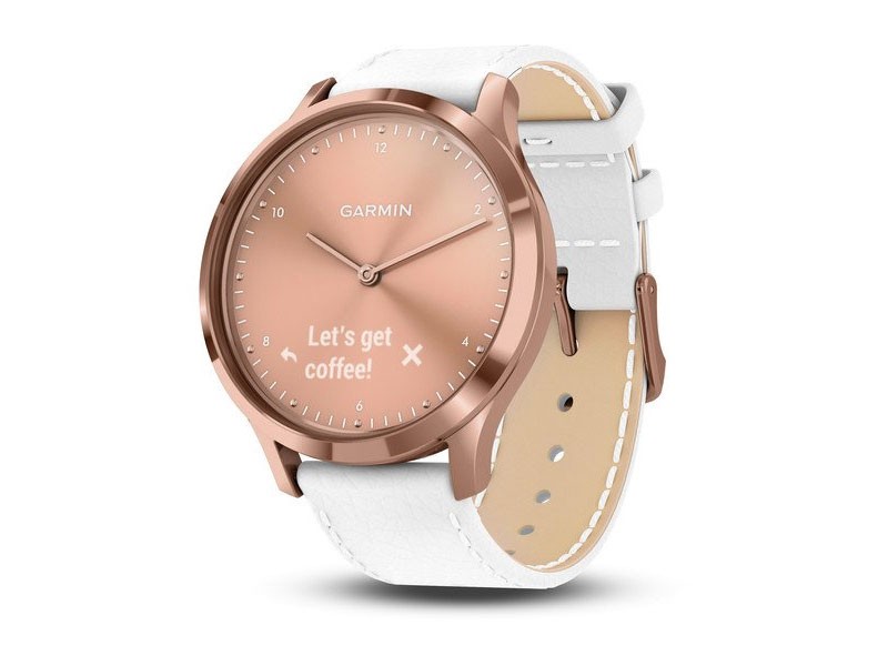  vívomove Rose Stainless Steel Case with White Italian Leather Band And watche