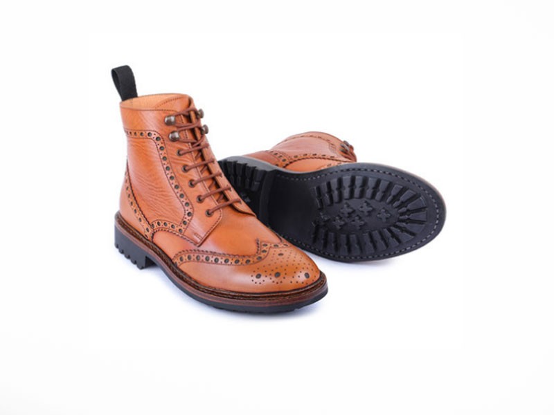 GOODYEAR WELTED WINGTIP BROGUE LACE UP BOOTS
