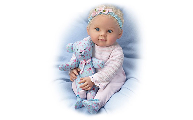  P. Lau Lauren Baby Doll With Coordinating Floral Bear