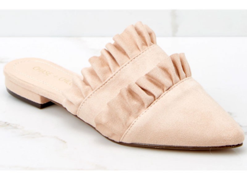 Adorable Beige Ruffle Mules