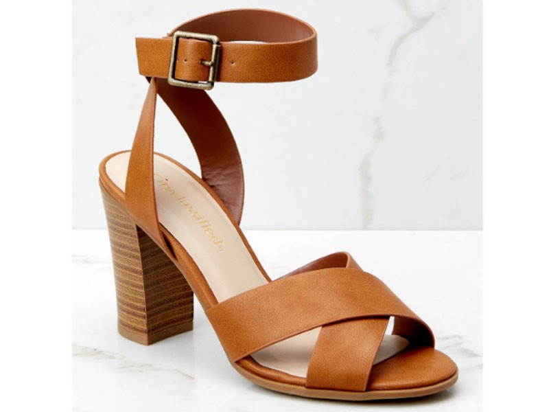 Travel Plans Caramel Brown Ankle Strap Heels