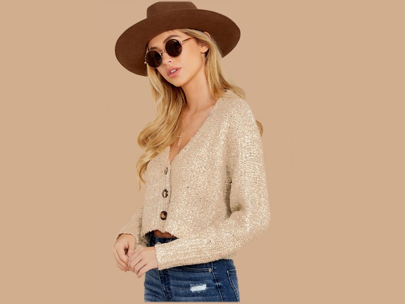 Heartbeat Away Sand Beige Crop Cardigan