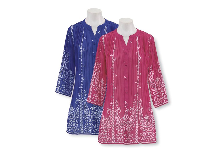 Georgette Pleated Paisley Tunic