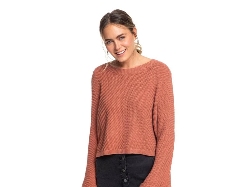 Roxy Clothing Sorrento Shades Flared Sleeve Sweater for Women in Cedar Wood