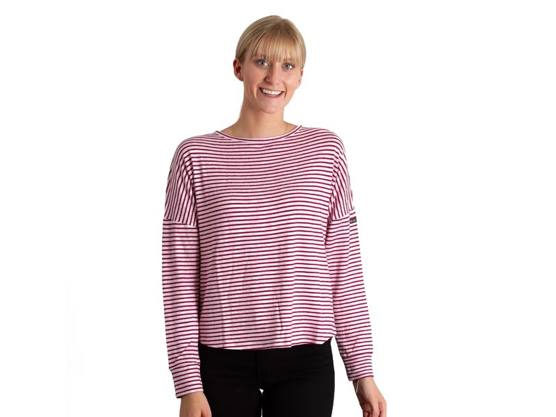 Roxy Clothing Holiday Everyday Striped Top for Women in Deep Claret