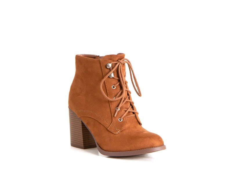Soda Shoes Lurk Lace Up Booties in Cognac