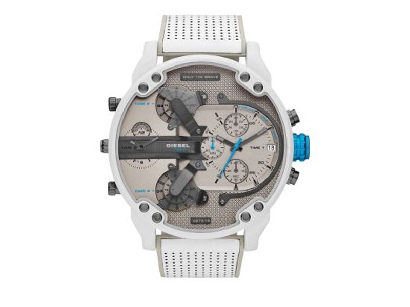 Diesel Men's White and Gray Leather Watch