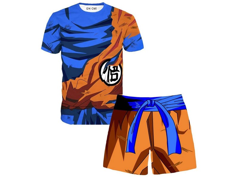 Goku Battle Damage Armor T-Shirt And Shorts Rave Outfit
