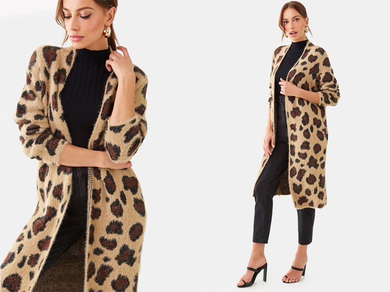 Leopard Print Longline Cardigan