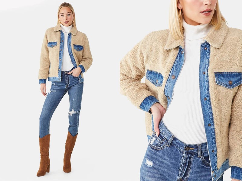 Denim & Faux Shearling Reversible Jacket