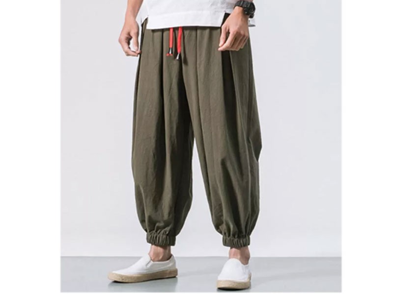 Men's Cotton Loose Comfy Baggy Vintage Drawstring Jogger Casual Harem Pants