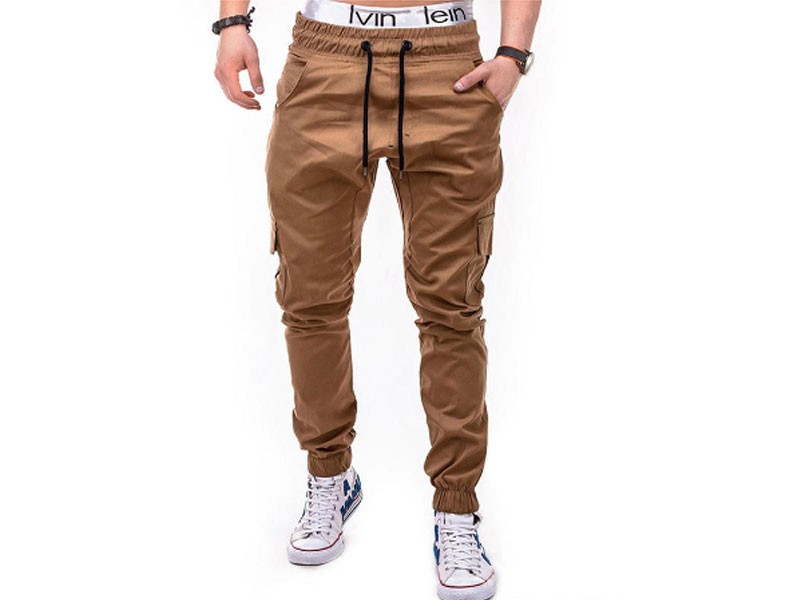 Mens Multi-pocket Cargo Pants Elastic Waist Casual Trousers