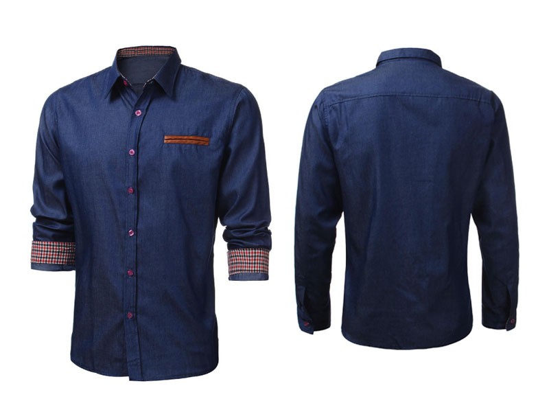 Men's Casual Formal Long Sleeve T-Shirts Tops shirts Button Down Denim Tops