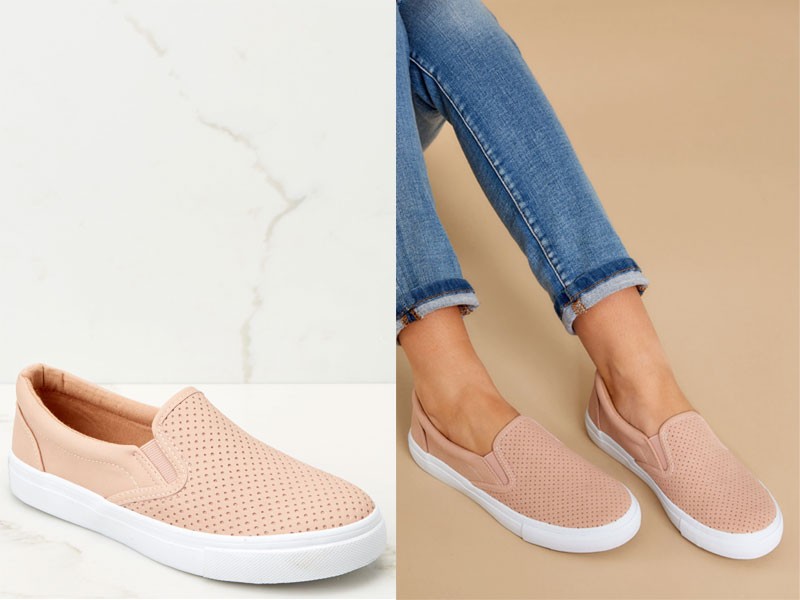 One Step Away Light Pink Slip On Sneakers
