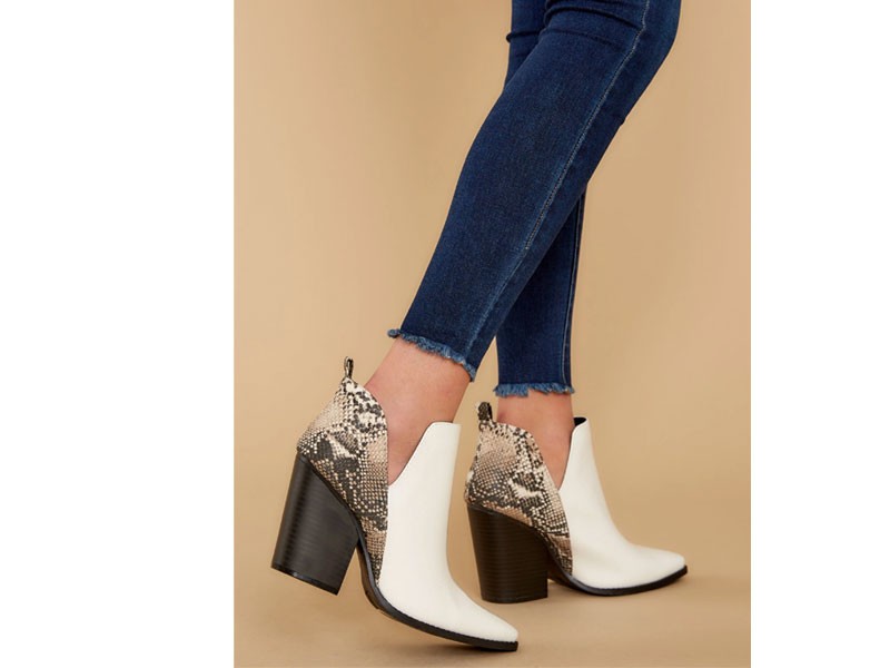 Better Now White Snakeskin Ankle Boots