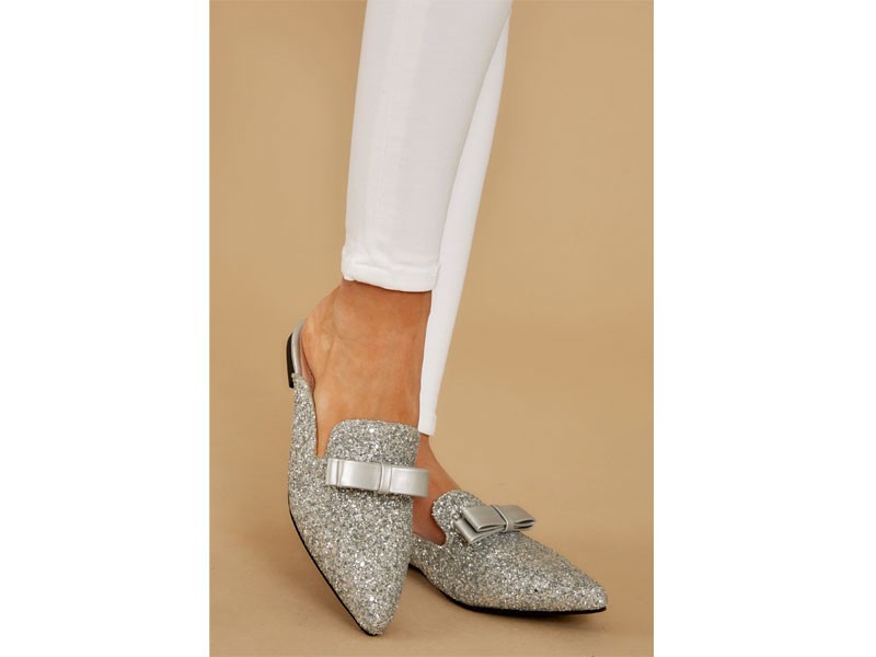 Must Be Magic Silver Glitter Mules