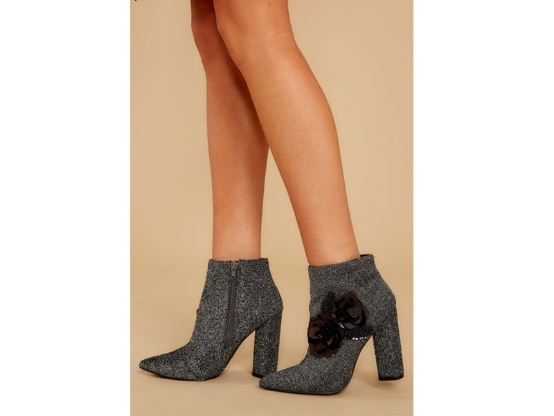 Grand Gesture Silver Embellished Ankle Booties