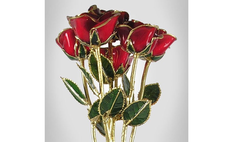 24k Gold Trimmed Roses: Half Dozen 18-Inch Rose Bouquet