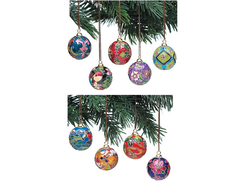 Cloisonne Ball Ornaments Set of Nine