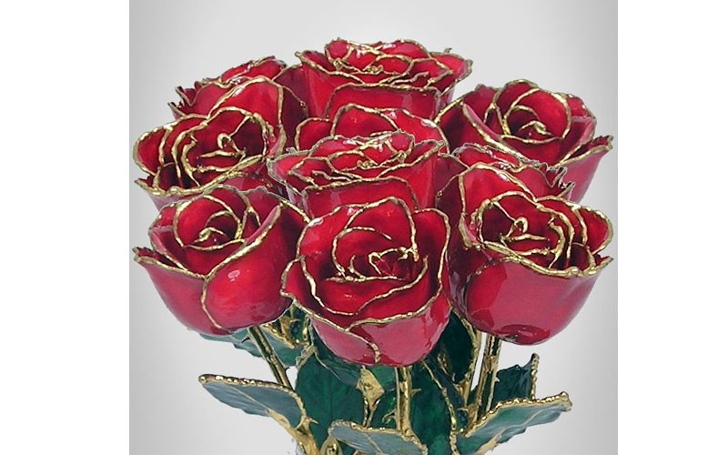 24k Gold Trimmed Roses: 2 Dozen 11-Inch Rose Bouquet