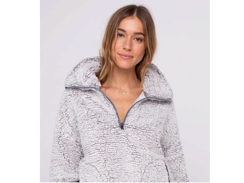 Thread and Supply Harper Sherpa Pullover in Silver and Shaded Brook