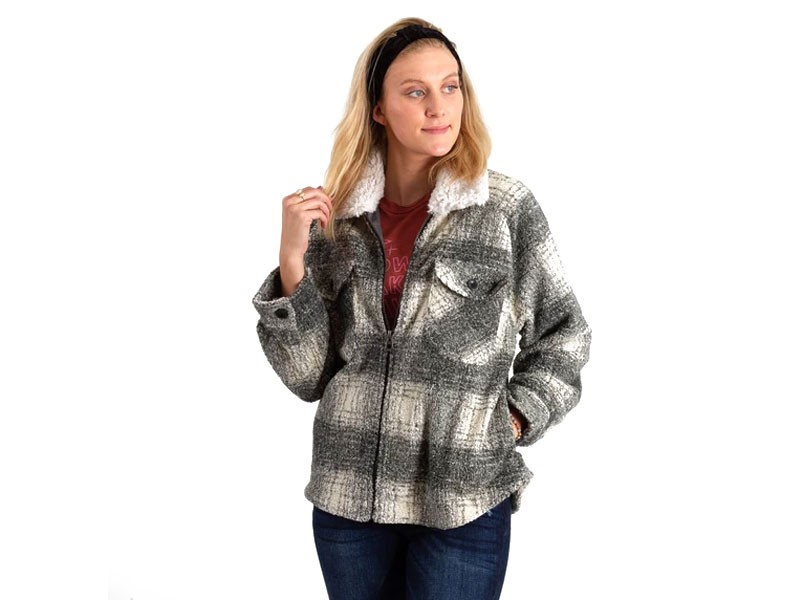 Dylan by True Grit Hunter Plaid Teddy Coat for Women in Natural