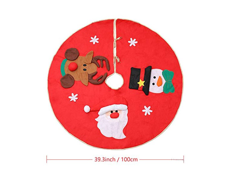 Santa Claus & Snowman & ELK Deer Styled Christmas Tree Skirt Mat Xmas Decor