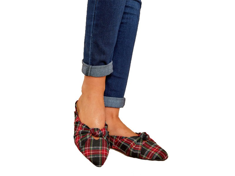 Charming Touch Red Plaid Mules