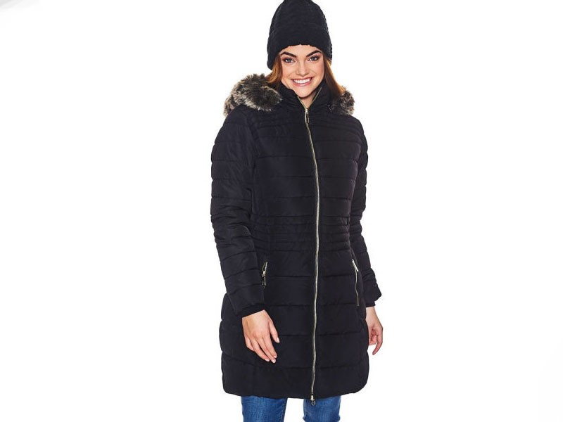 Juniors YMI Fur Trim Hood Puffer Coat