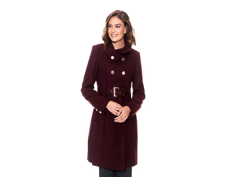 Guess Double Breasted Wool Coat with Belt