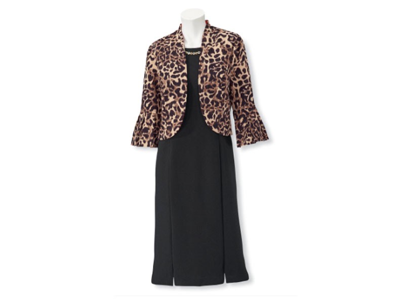 Animal-Print Jacket & Beaded Dress