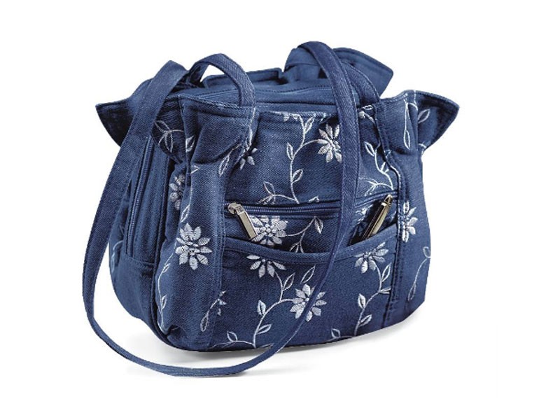 Denim Flowers Shoulder Bag