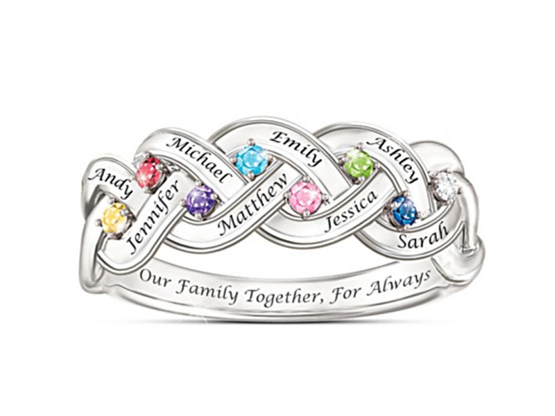 Together For Always Engraved Birthstone Family Ring