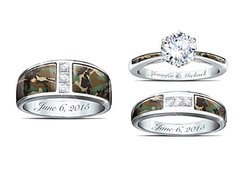 Camo His And Hers Personalized Diamonesk Wedding Ring