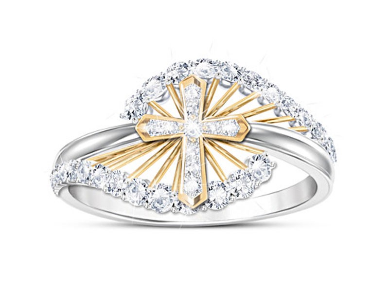 Light Of Faith Women's Religious White Topaz Ring