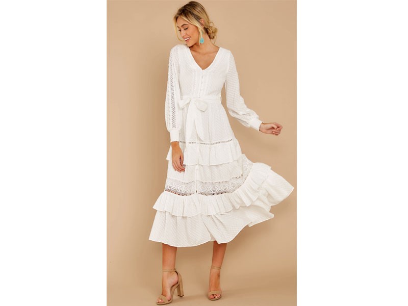 One Day Soon White Lace Midi Dress