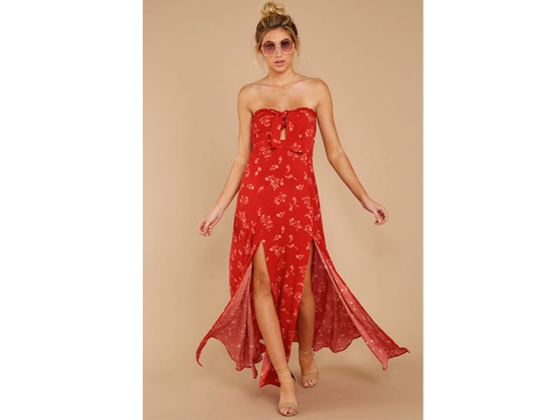 Forget Your Watch Rust Floral Print Maxi Dress