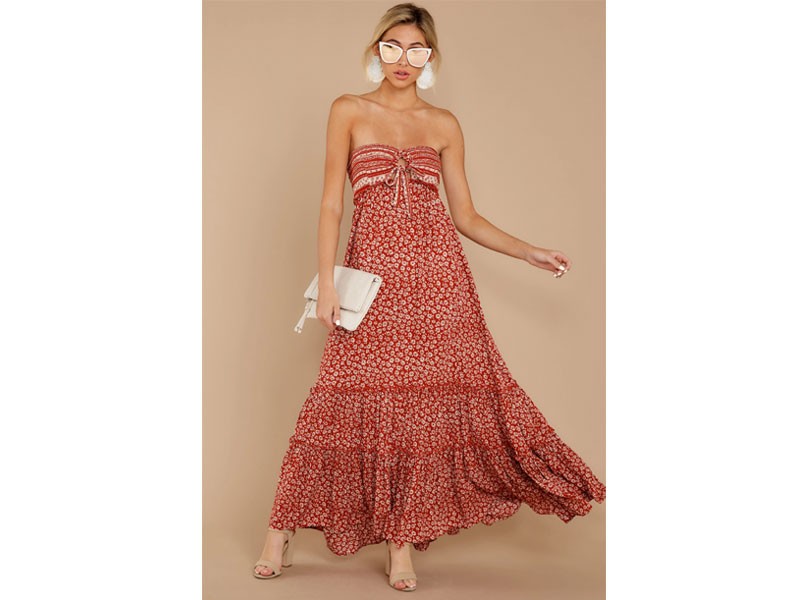 Poetic Poise Rust Print Maxi Dress