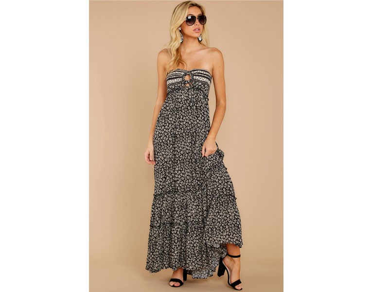 Poetic Poise Black Print Maxi Dress