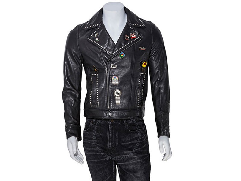 Saint Laurent Men's Black, Multi Jacket Pin Leather