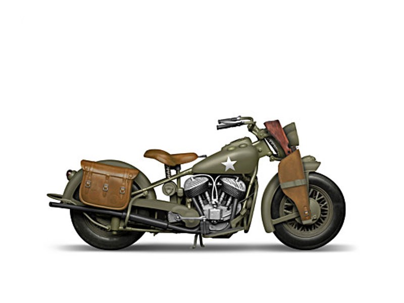 Indian Motorcycle Sculpture With Military Paint Scheme