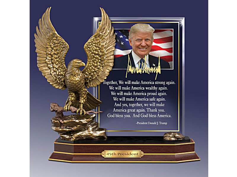 President Donald Trump Sculpture With Quote