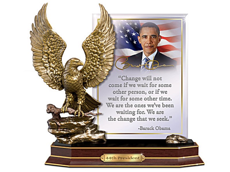 President Barack Obama Heirloom Tribute Sculpture With Quote