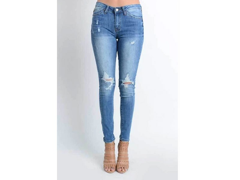 KanCan Jeans Medium Wash Ripped Skinny Jeans for Women