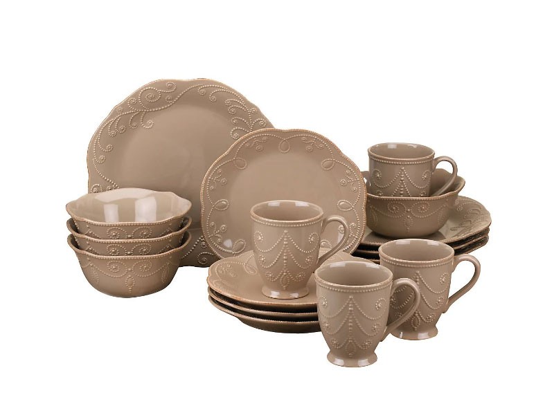 French Perle Groove 16-Piece Dinnerware Set