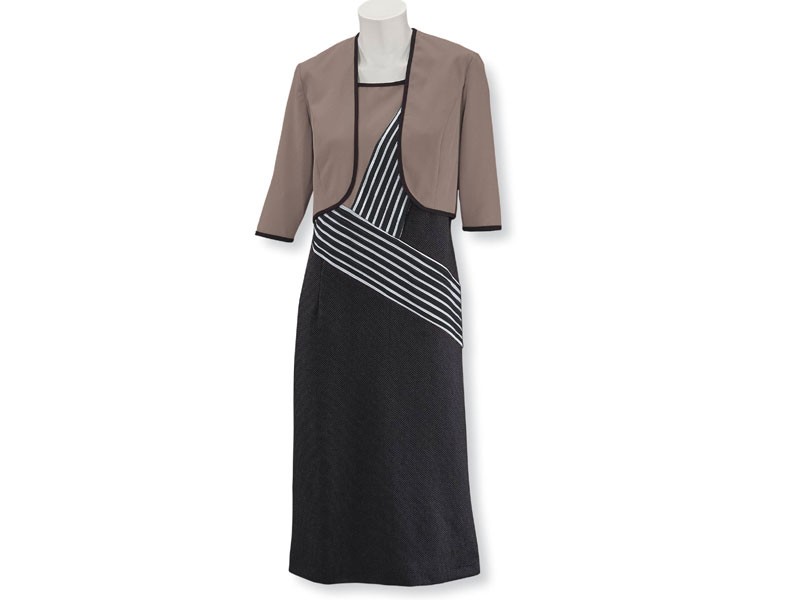 Spliced Stripes Dress & Jacket