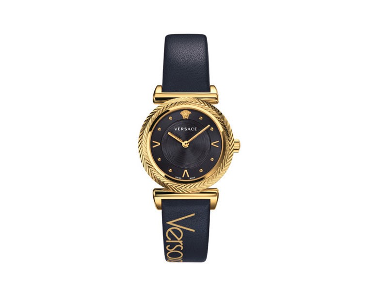 Versace V-Motif Quartz Dark Blue Dial Ladies Watch VERE00218