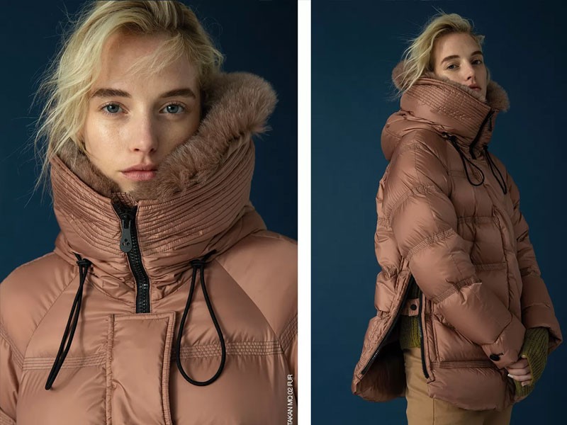 Women's Down jacket with fox border