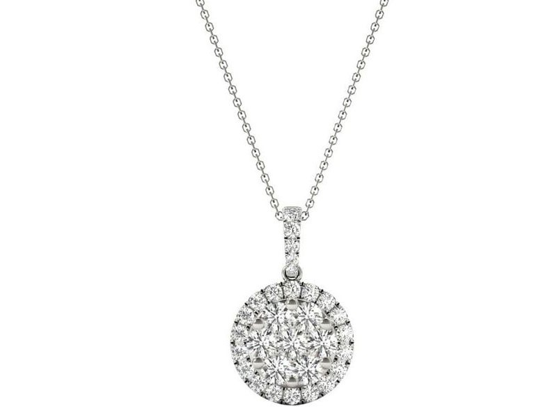 Diamond Round Pendant, .56 Carat on 18k White Gold P20241W