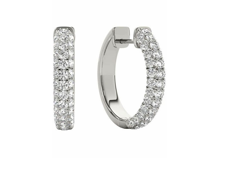 Diamond Earrings, 1.04 Carat Round Diamonds on 18k White Gold E21975W